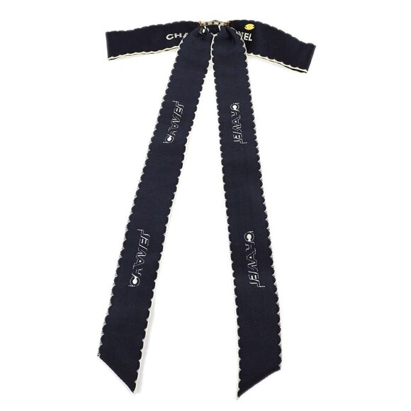 Chanel Bow Brooch Pin Navy - Picture 1 of 5